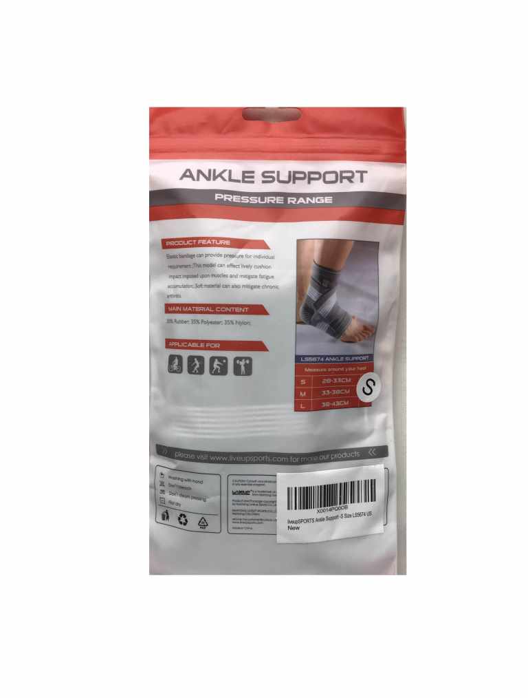 Фіксатор щиколотки LiveUP ANKLE SUPPORT сірий / білий S фото товару