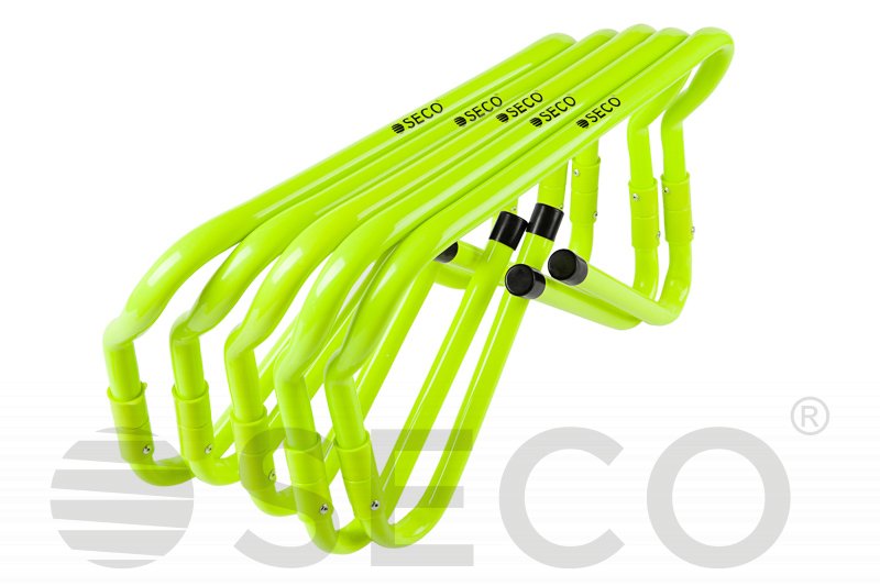 Набор тренировочных барьеров для бега SECO® 15-33 см неонового цвета (5 шт) фото товара