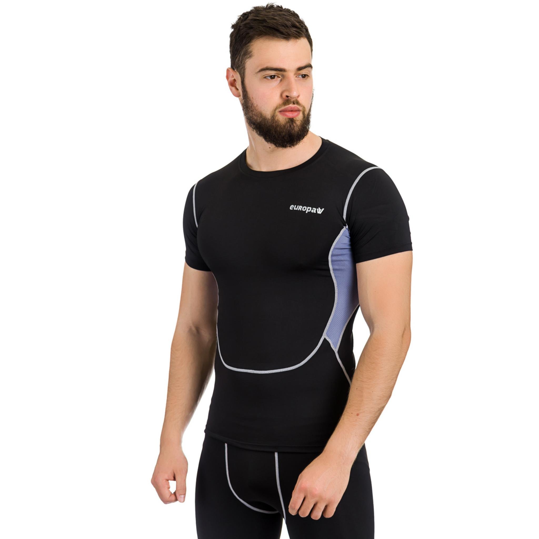 Футболка компрессионная SS Europaw PRO черно-серая [2XL] фото товару