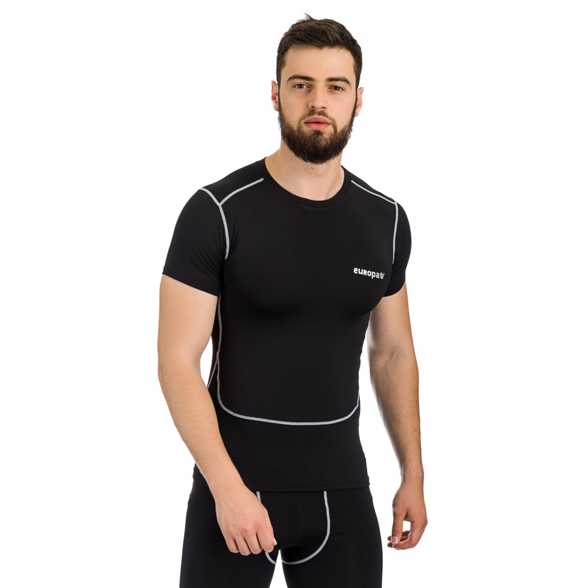 Футболка компрессионная SS Europaw PRO черная [XL] фото товару