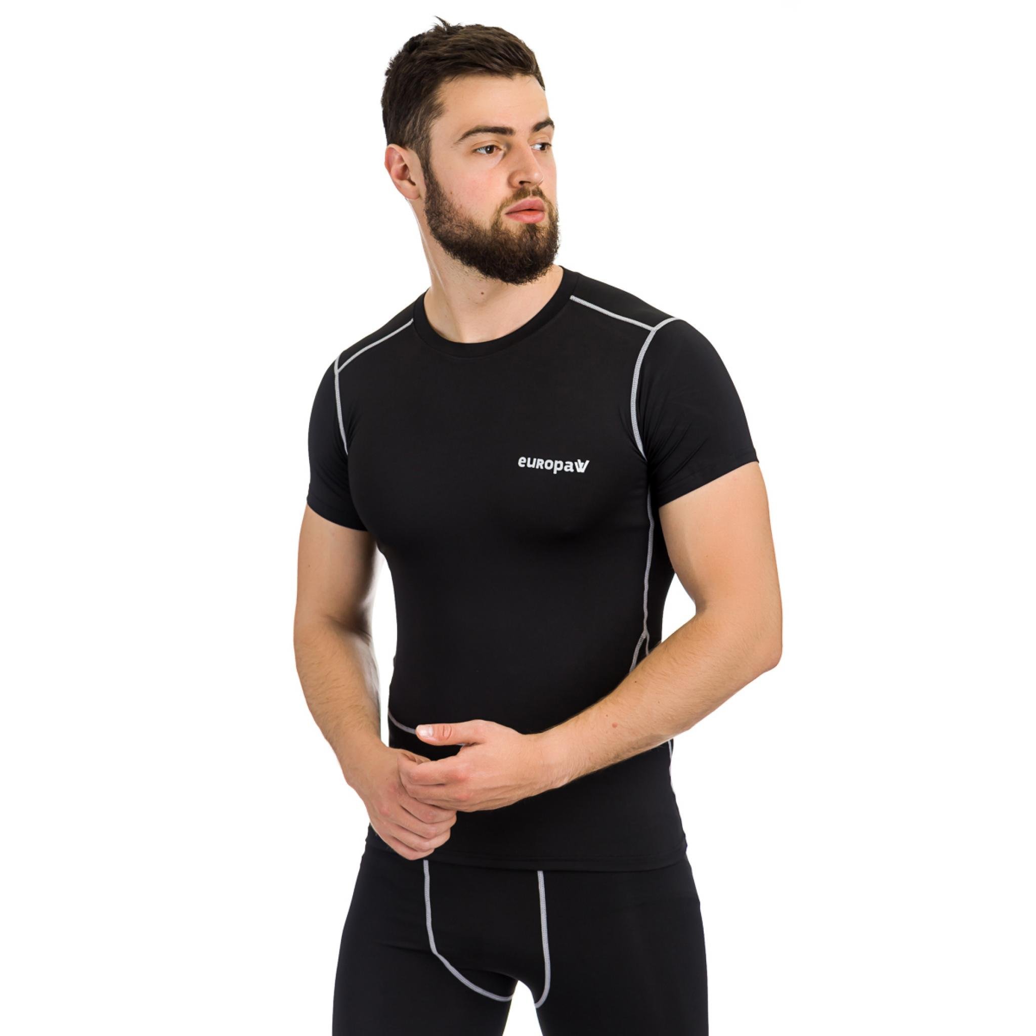 Футболка компрессионная SS Europaw PRO черная [XL] фото товару
