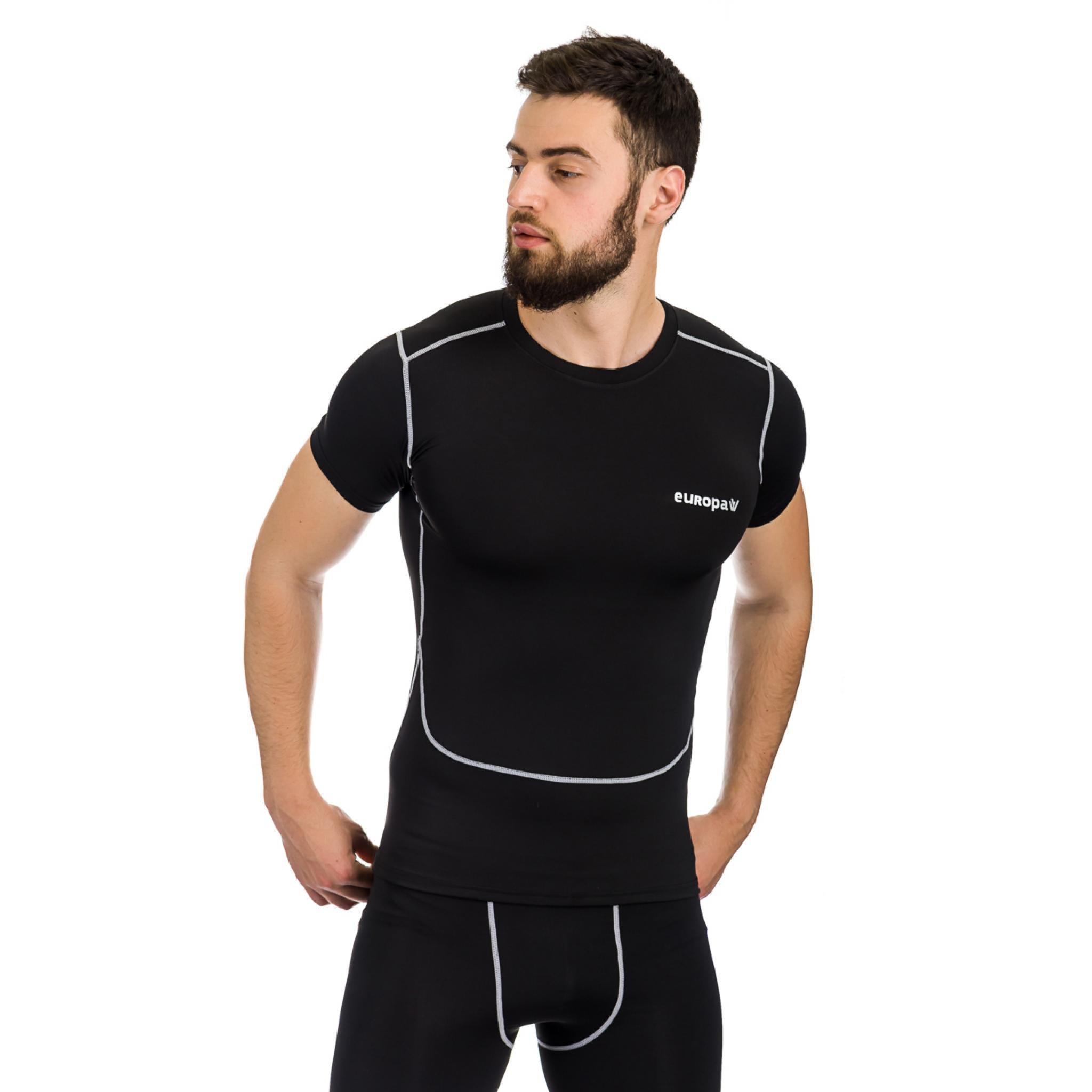 Футболка компрессионная SS Europaw PRO черная [2XL] фото товару