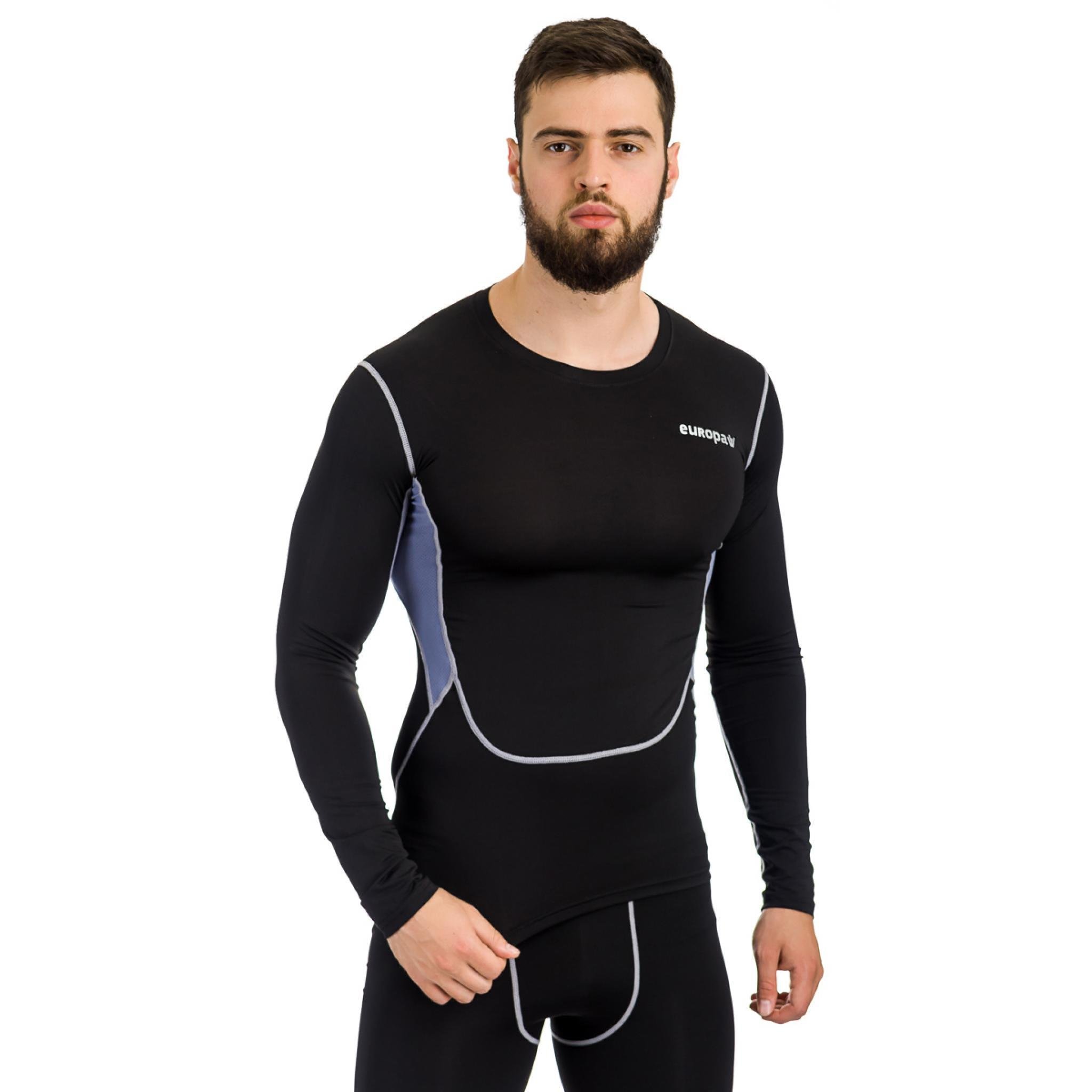 Футболка компрессионная LS Europaw PRO черно-серая [L] фото товару