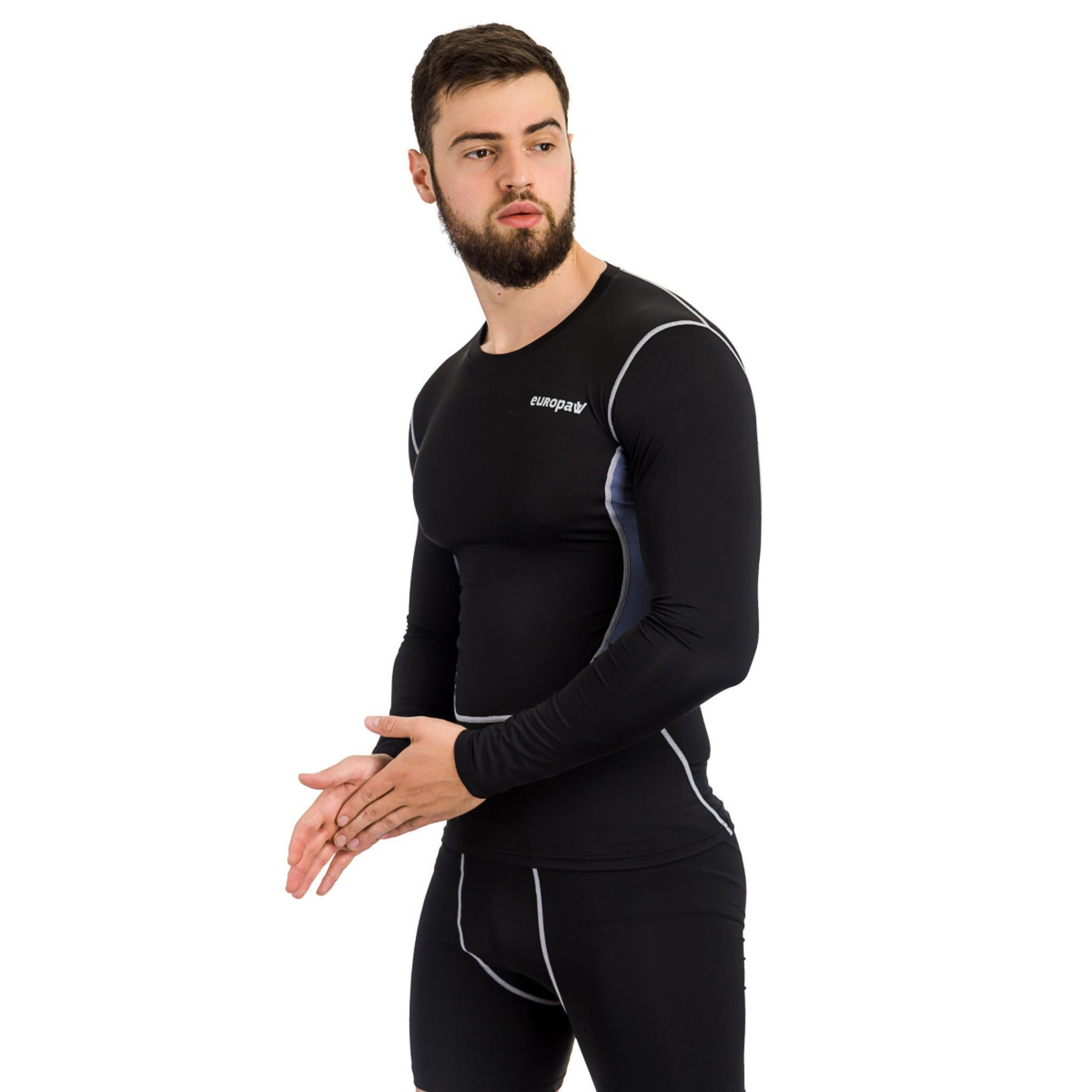 Футболка компрессионная LS Europaw PRO черно-серая [XL] фото товару