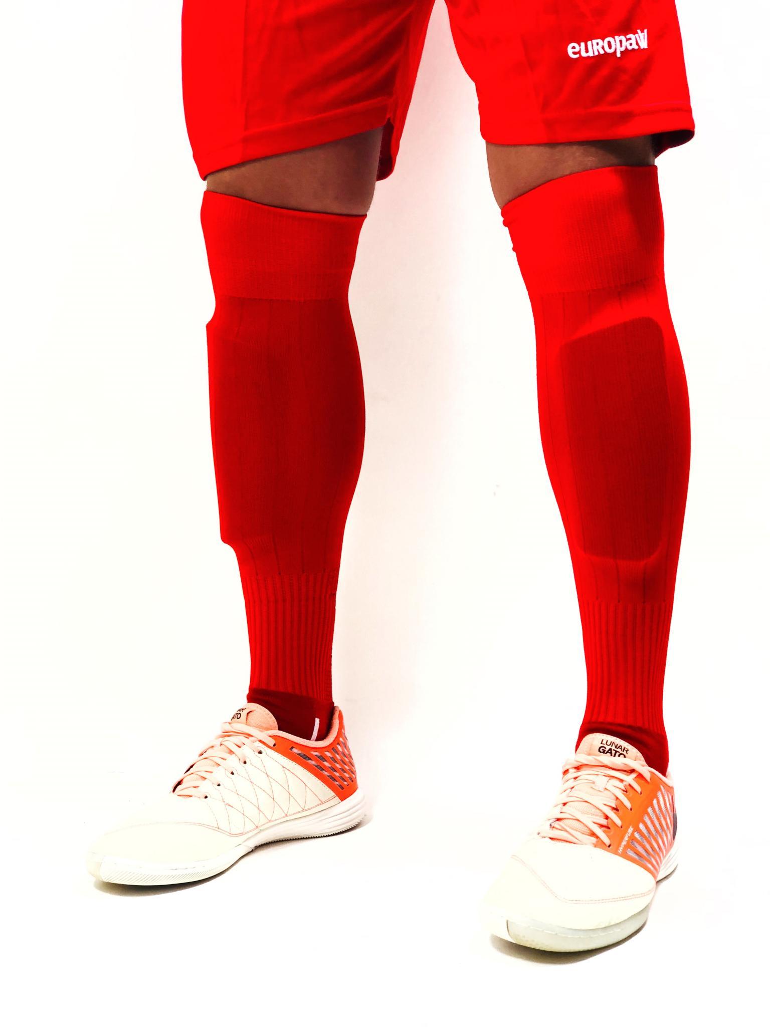 Гетры футбольные Europaw красные с трикотажным носком [41-45] фото товара