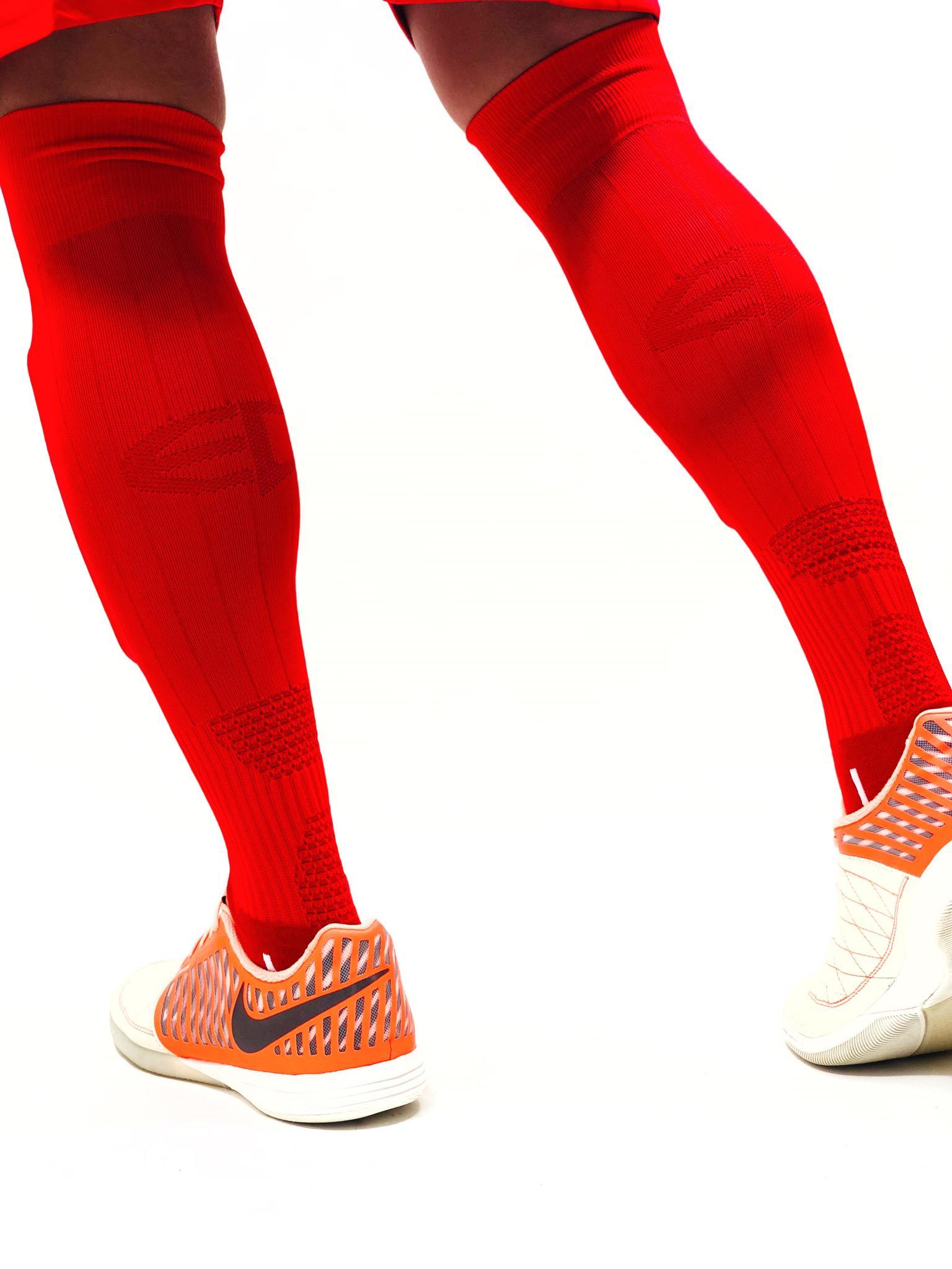 Гетры футбольные Europaw красные с трикотажным носком [41-45] фото товара