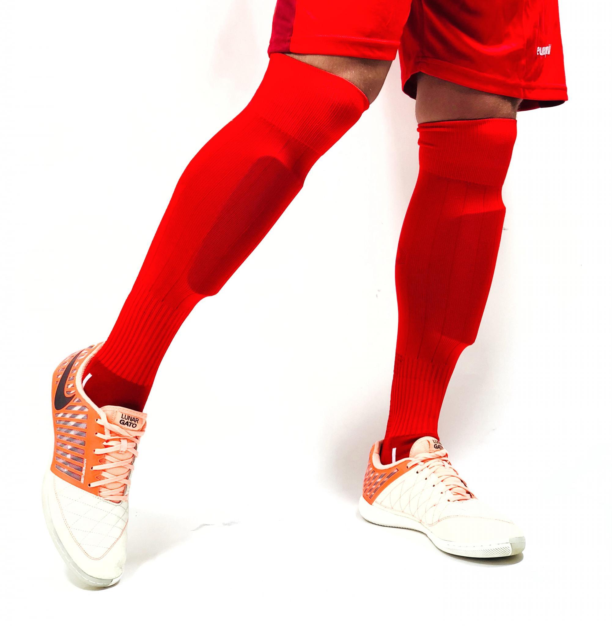 Гетры футбольные Europaw красные с трикотажным носком [41-45] фото товара