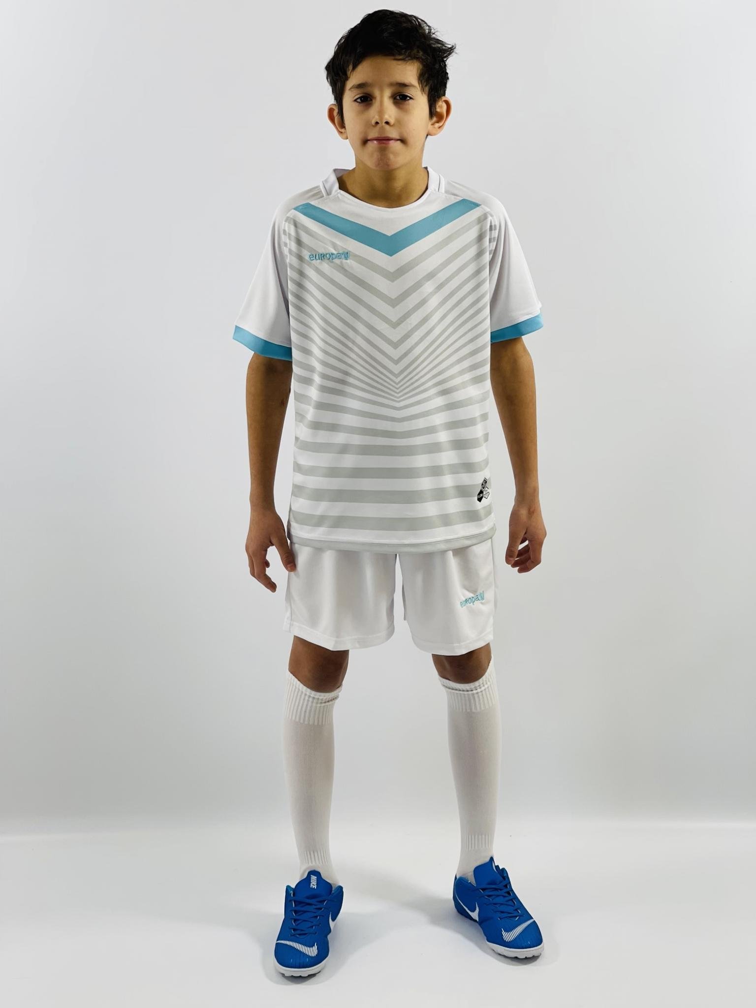 Футбольная форма детская (kid) Europaw 026 бело-голубая [XS] фото товару