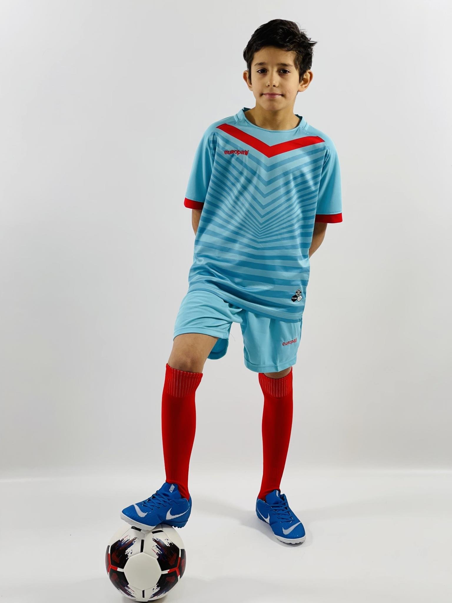 Футбольная форма детская (kid) Europaw 026 бирюзово-красная [XS] фото товара
