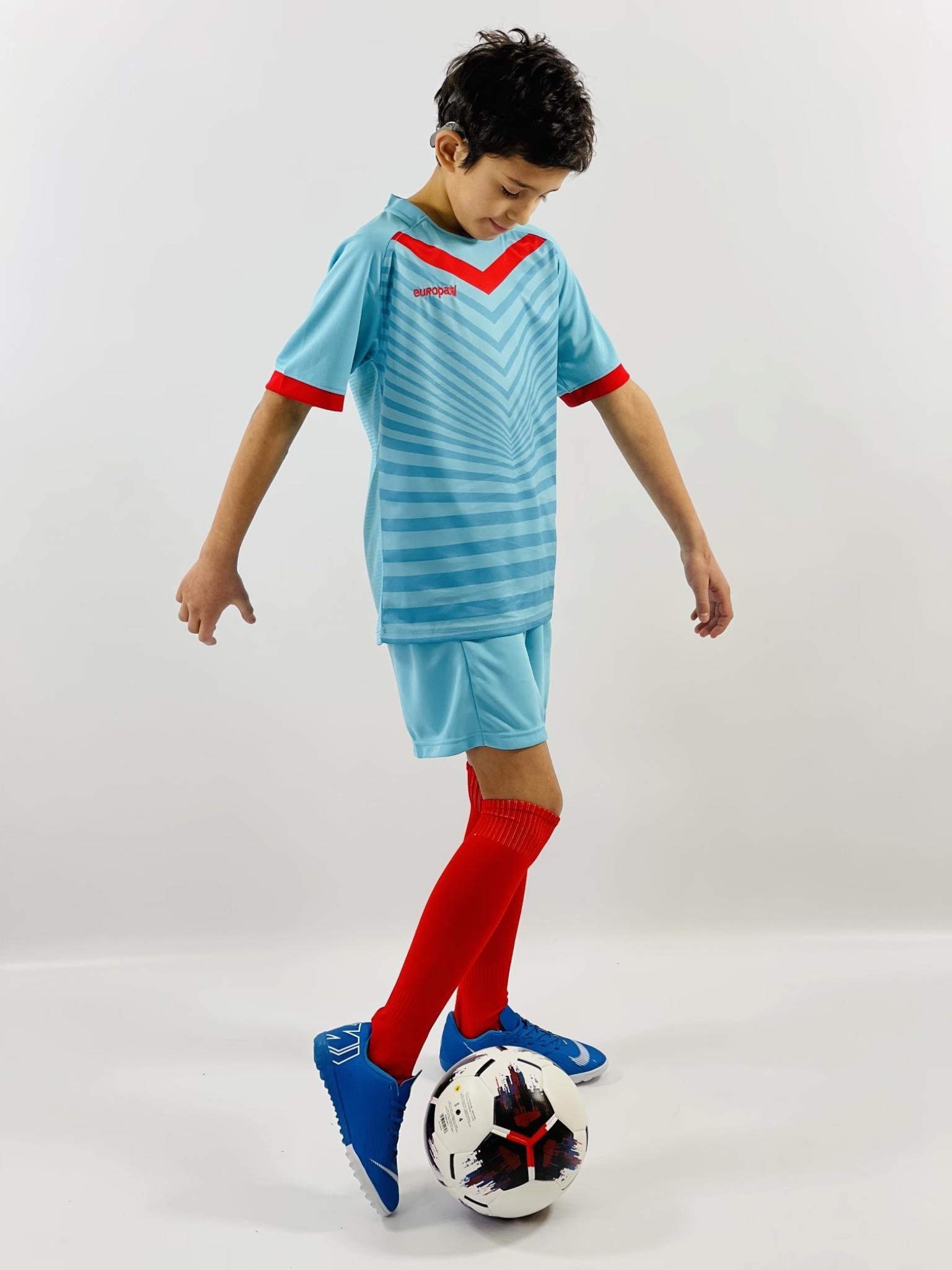 Футбольная форма детская (kid) Europaw 026 бирюзово-красная [XS] фото товара