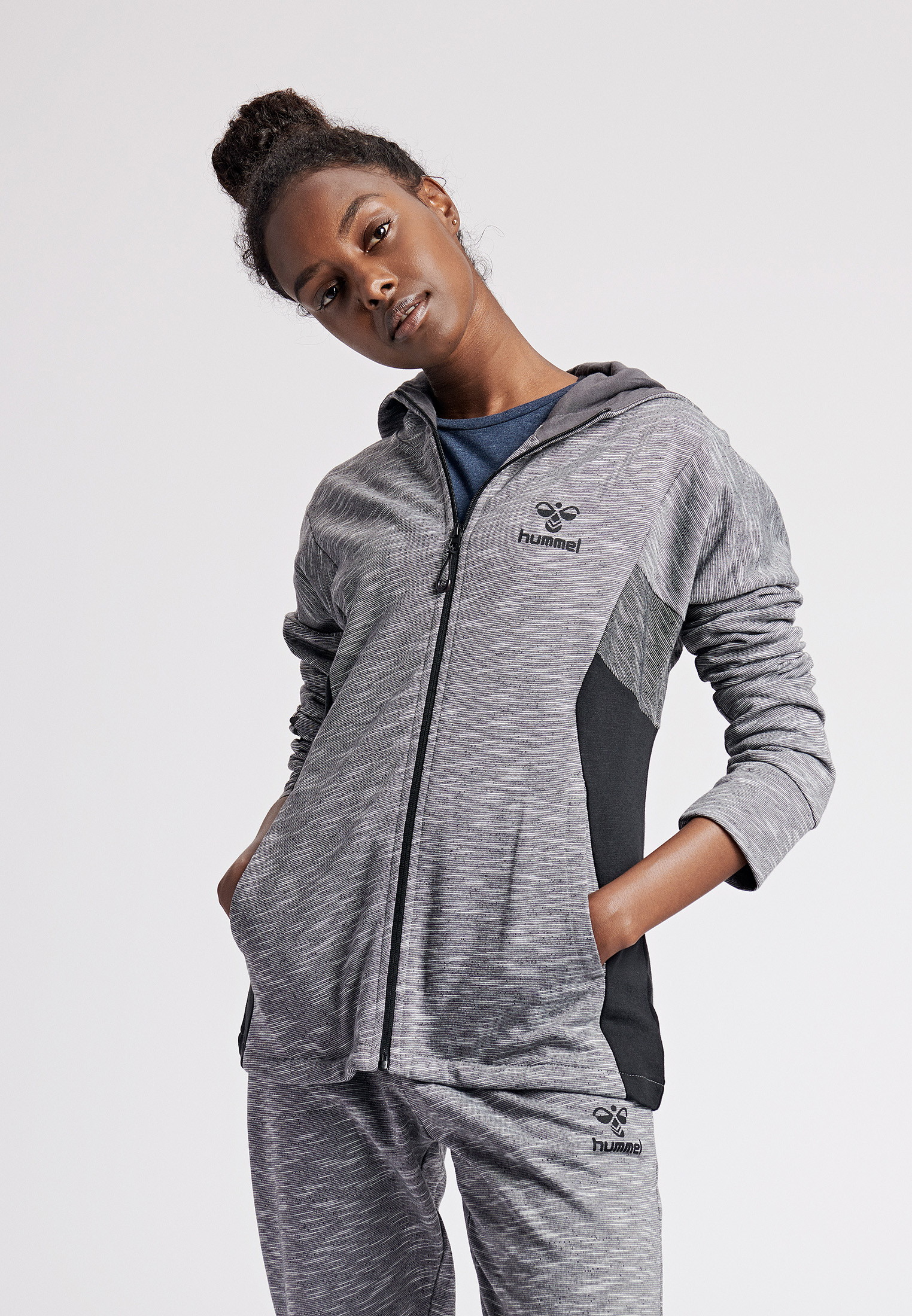 Кофта  HMLELENA ZIP HOODIE 201-816-2007-M Взрослые Женский СЕРЫЙ