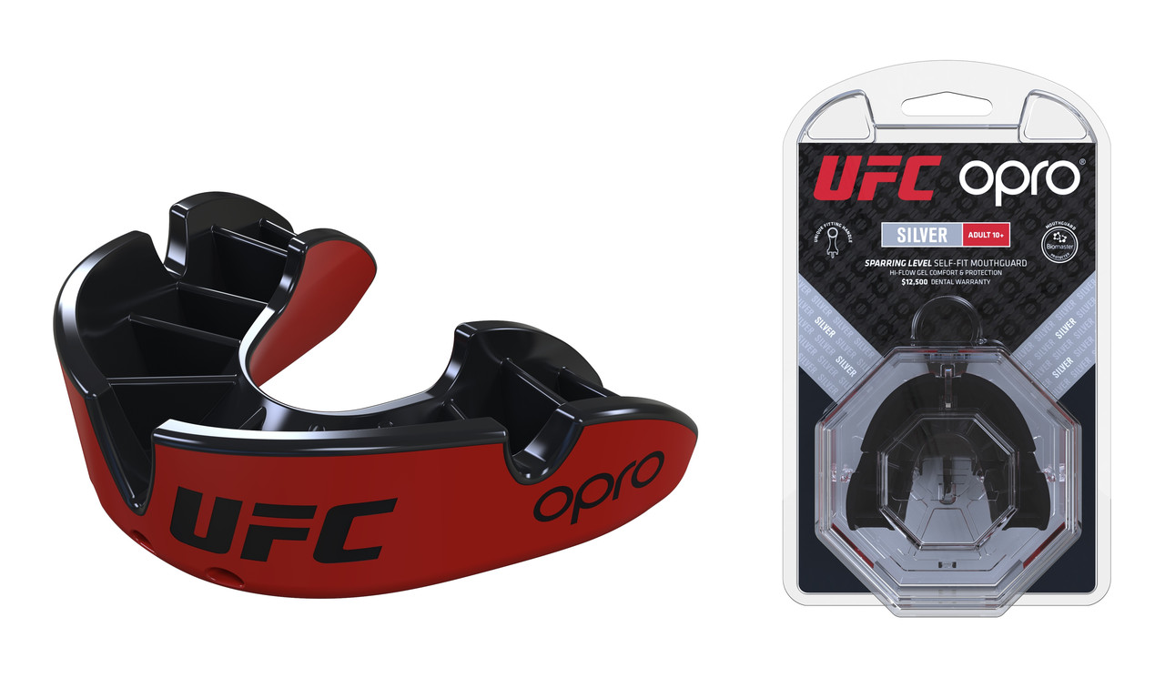 Капа OPRO Silver UFC Hologram Red/Black (art.002259001)