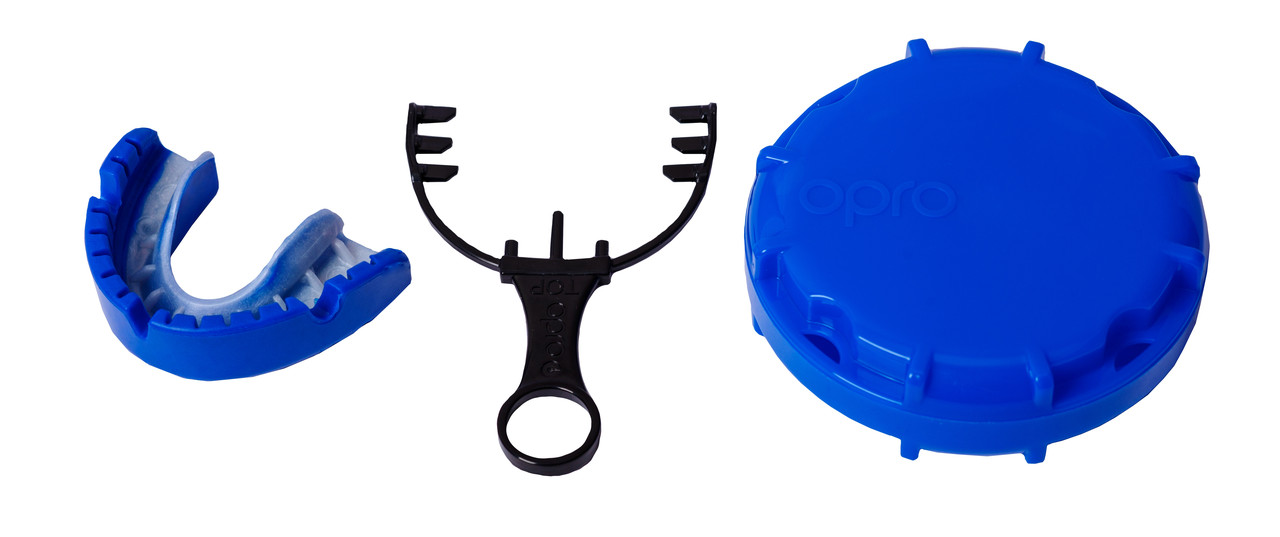 Капа OPRO Gold Braces Blue/Pearl (art.002194002)