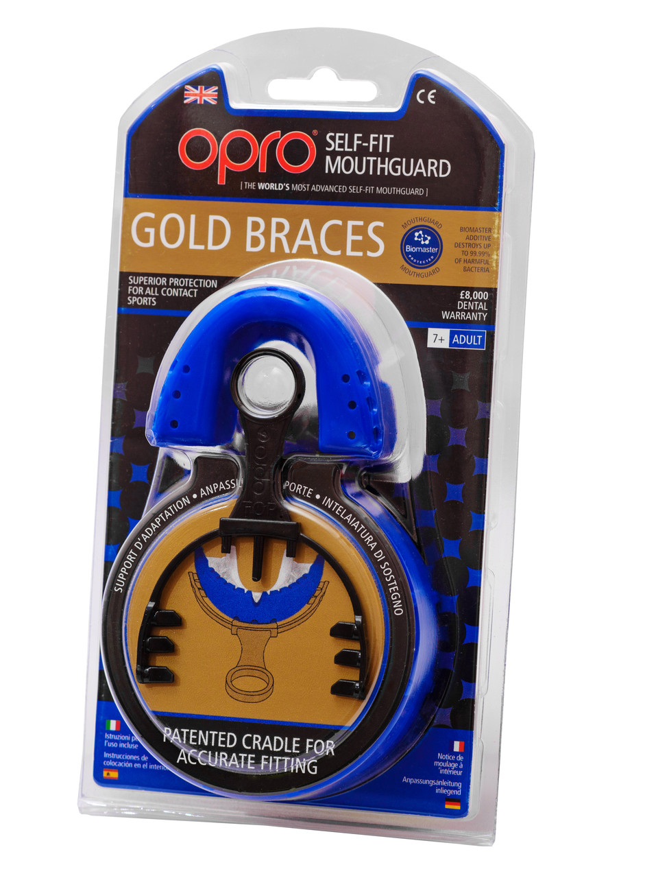 Капа OPRO Gold Braces Blue/Pearl (art.002194002)