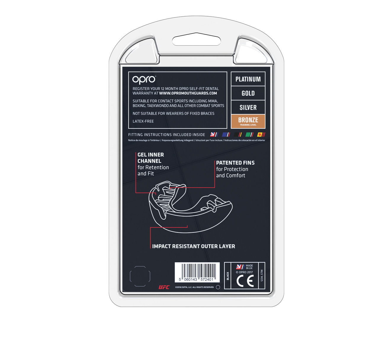 Капа OPRO Junior Bronze UFC Hologram Black (art.002264001)