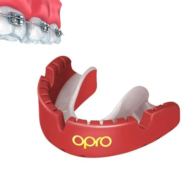 Капа OPRO Gold Braces Red/Pearl (art.002227008)