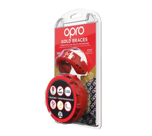 Капа OPRO Gold Braces Red/Pearl (art.002227008)