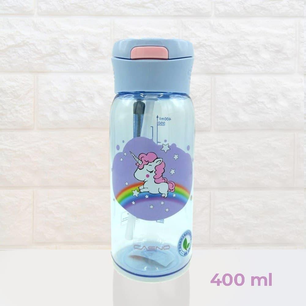 Бутылка для воды CASNO 400 мл KXN-1195 Сиреневая (Единорог) с соломинкой