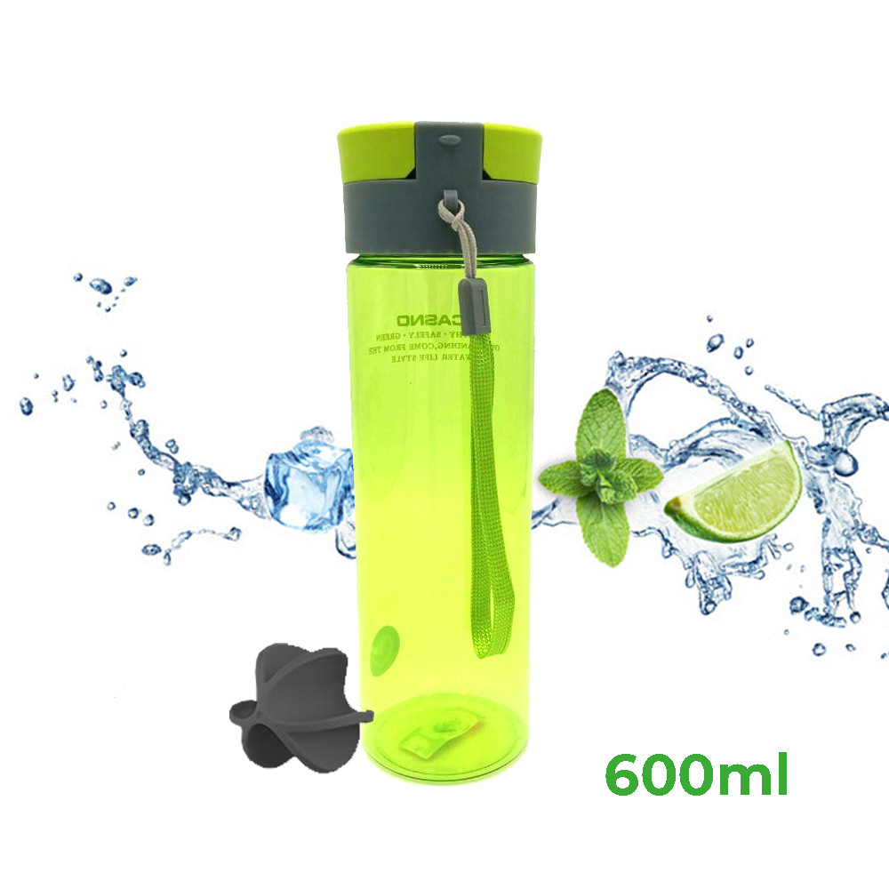 Бутылка для воды CASNO 600 мл KXN-1145 Зеленая + пластиковый венчик