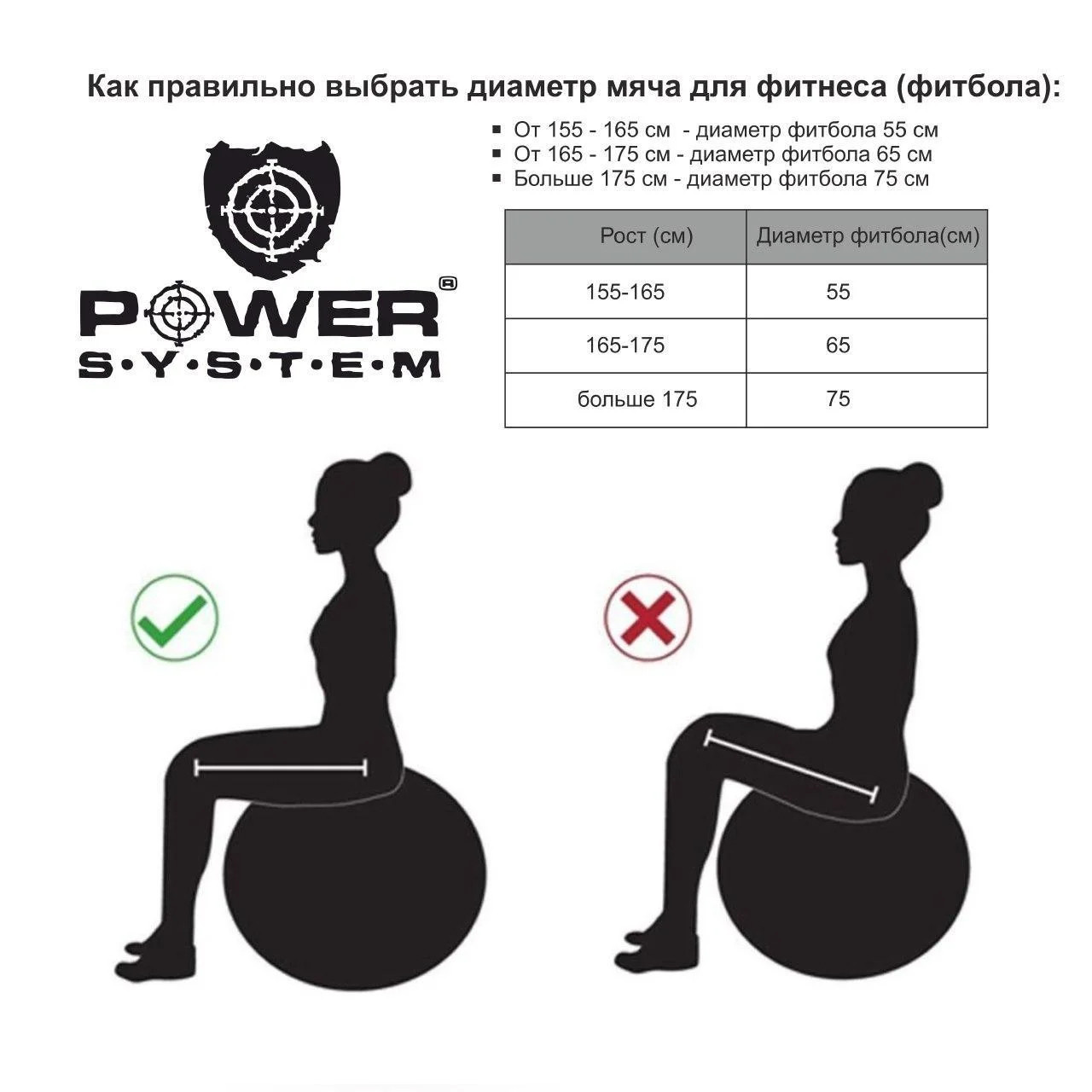 Мяч для фитнеса и гимнастики Power System PS-4018 85cm Black