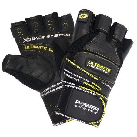 Перчатки для фитнеса и тяжелой атлетики Power System Ultimate Motivation PS-2810 Black Yellow Line L