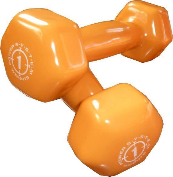Гантели для фитнеса и аэробики обрезиненные Power System 1 kg PS-4024 Orange (1 шт)