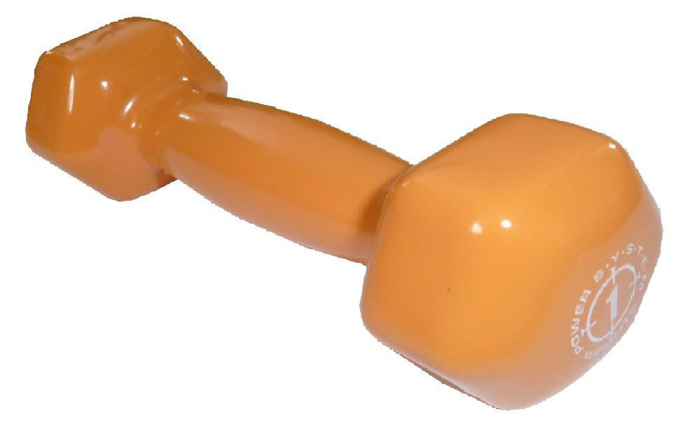 Гантели для фитнеса и аэробики обрезиненные Power System 1 kg PS-4024 Orange (1 шт)