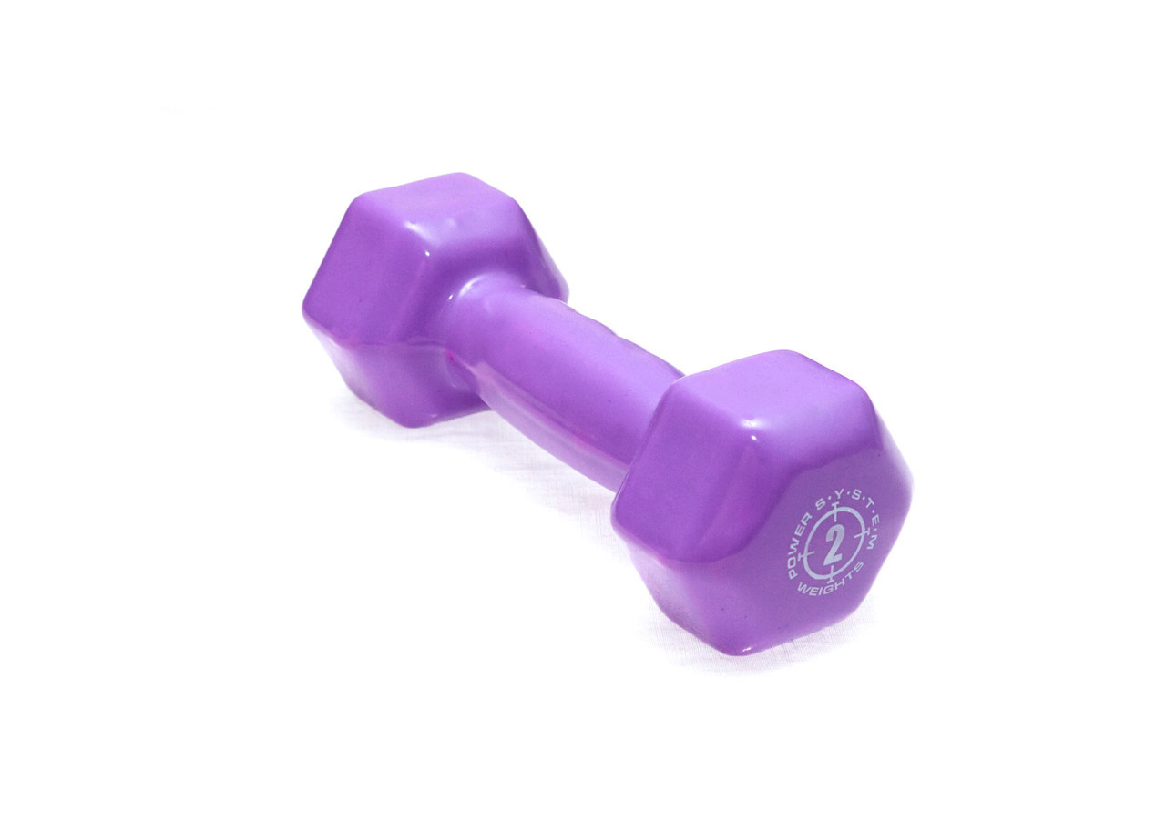 Гантели для фитнеса и аэробики обрезиненные Power System 2 kg PS-4025 Purple (1 шт)