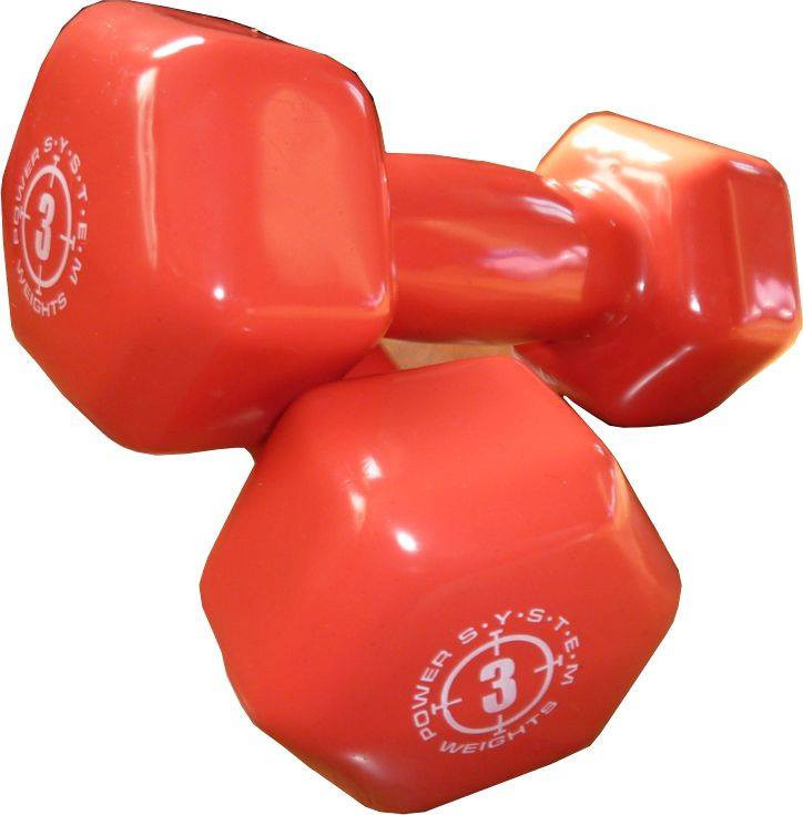 Гантели для фитнеса и аэробики обрезиненные Power System 3 kg PS-4026 Red (1 шт.)