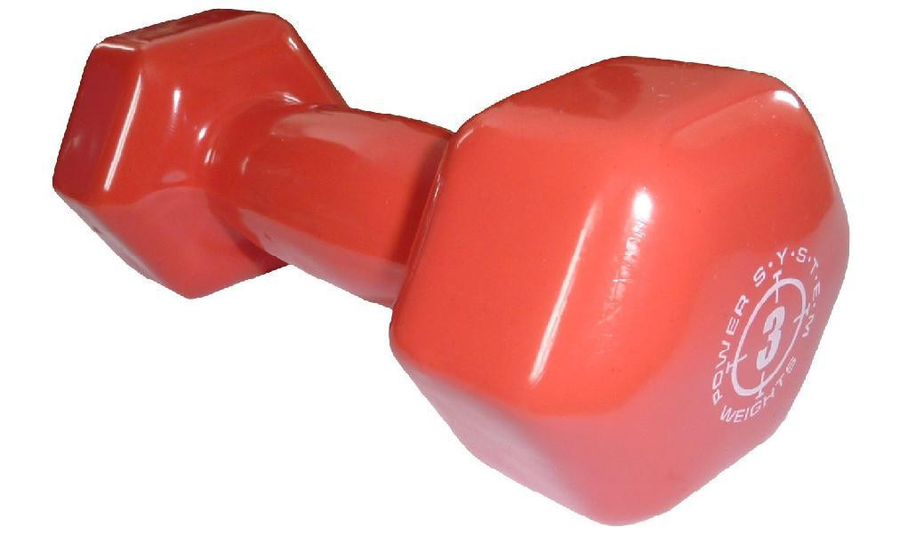 Гантели для фитнеса и аэробики обрезиненные Power System 3 kg PS-4026 Red (1 шт.)