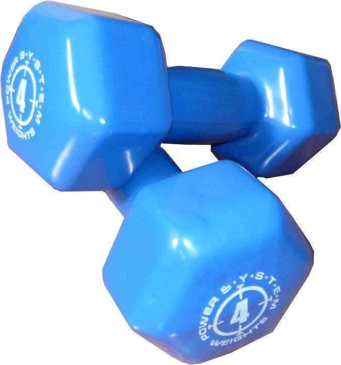 Гантели для фитнеса и аэробики обрезиненные Power System 4 kg PS-4027 Blue (1 шт.)