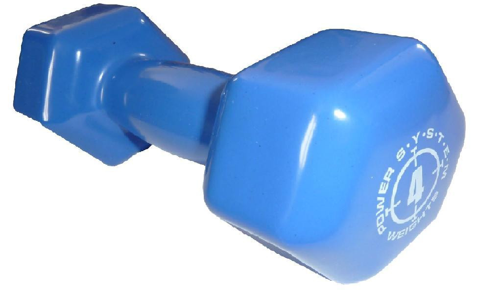 Гантели для фитнеса и аэробики обрезиненные Power System 4 kg PS-4027 Blue (1 шт.)