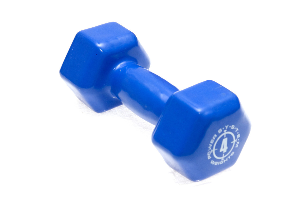 Гантели для фитнеса и аэробики обрезиненные Power System 4 kg PS-4027 Blue (1 шт.)