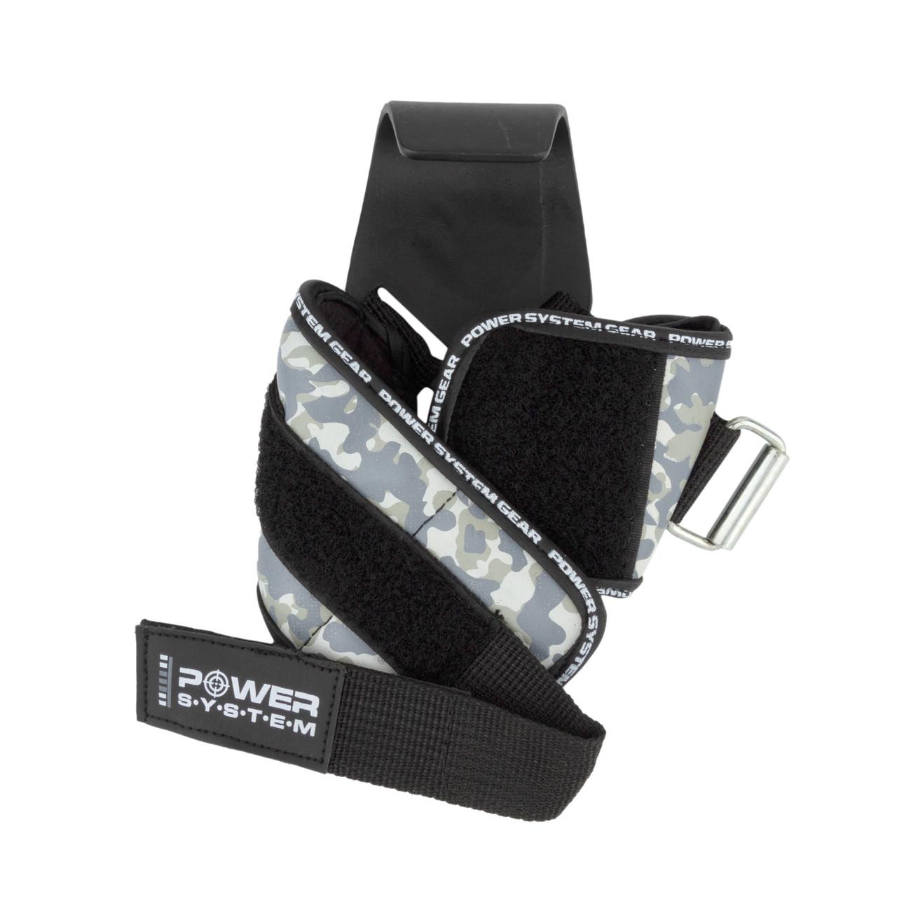 Крюки для тяги на запястья Power System Hooks Camo PS-3370 Black/Grey L