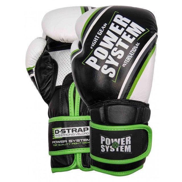 Боксерские перчатки PowerSystem PS 5006 Contender Black/Green Line 10 унций