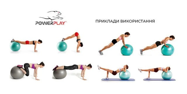 М'яч для фітнесу PowerPlay 4001 65см Сірий + насос