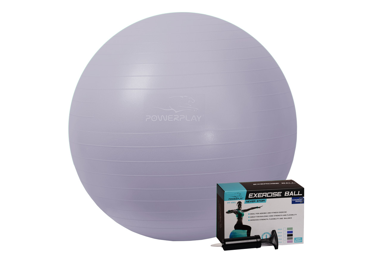 М'яч для фітнесу PowerPlay 4001 75см Sky Blue + насос