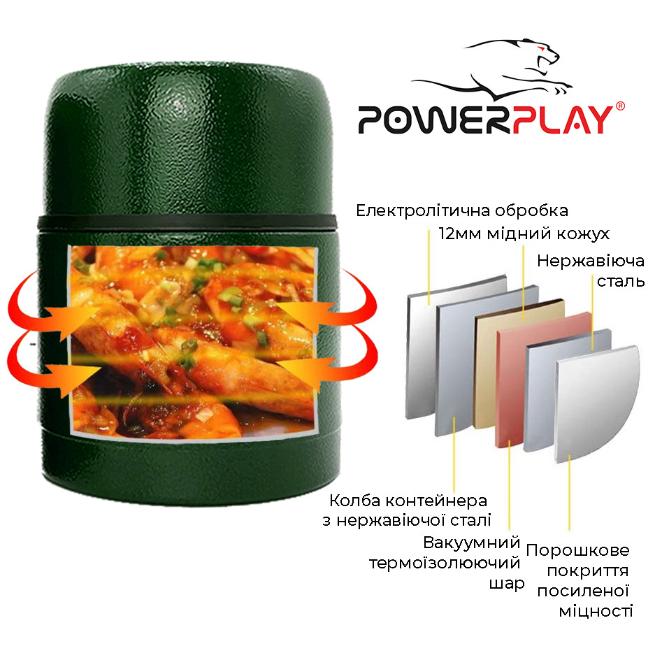 Термос харчовий PowerPlay 9003 Зелений 700 мл