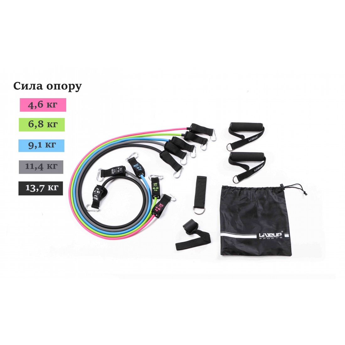 Набір еспандерів 5шт з кріпленнями  LiveUp EXPANDER TUBE SET