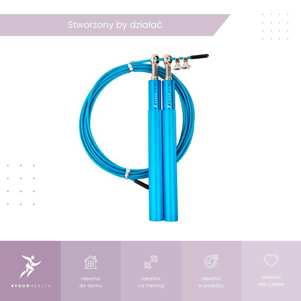 Скакалка швидкісна 4yourhealth Jump Rope Premium 3м металева на підшипниках 0200 Блакитна