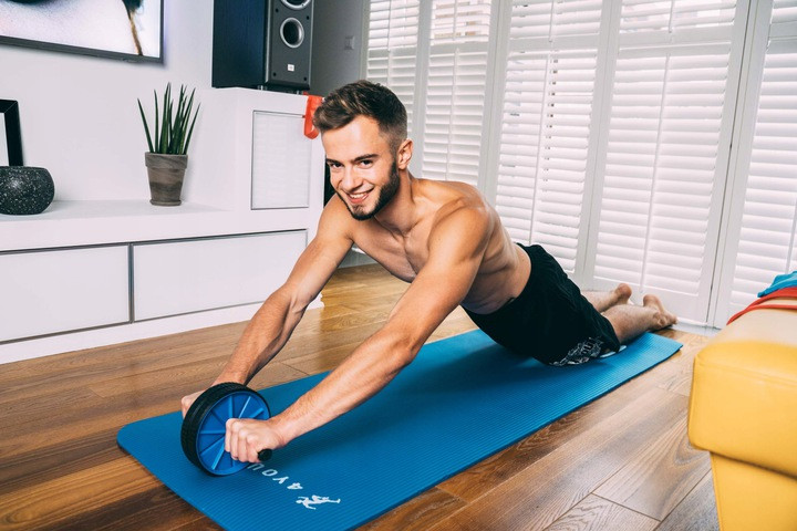 Колесо для пресу подвійне 4yourhealth 0163 Ab Wheel Blue