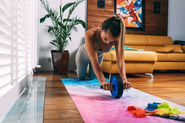 Колесо для пресу подвійне 4yourhealth 0163 Ab Wheel Blue