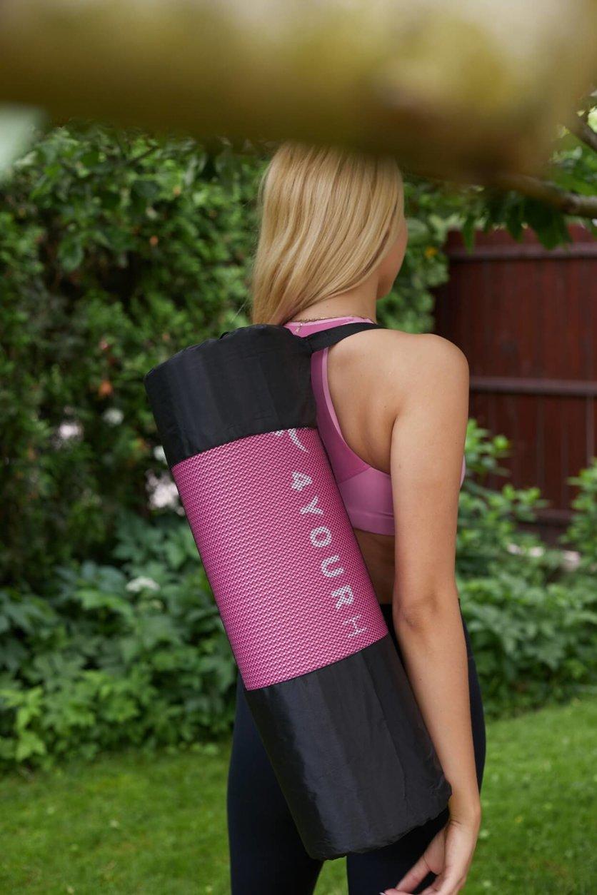 Килимок для йоги та фітнесу + чохол 4yourhealth Fitness Yoga Mat 0125 (180*61*1см) Рожевий
