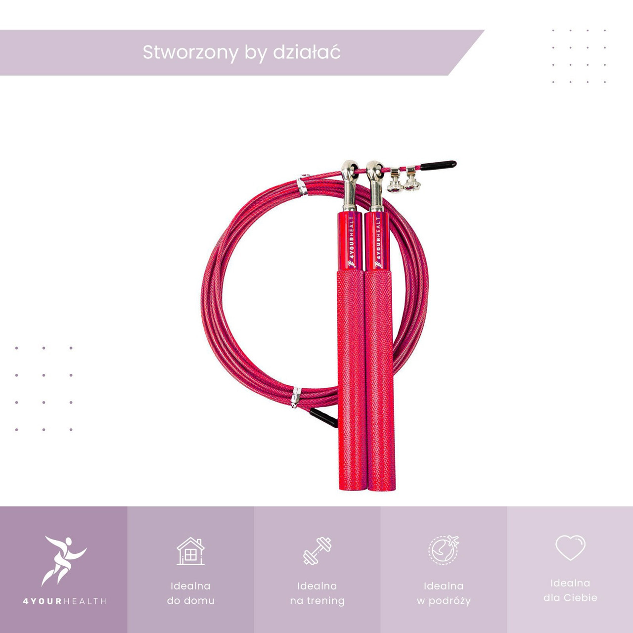 Скакалка швидкісна 4yourhealth Jump Rope Premium 3м металева на підшипниках 0194 Червона