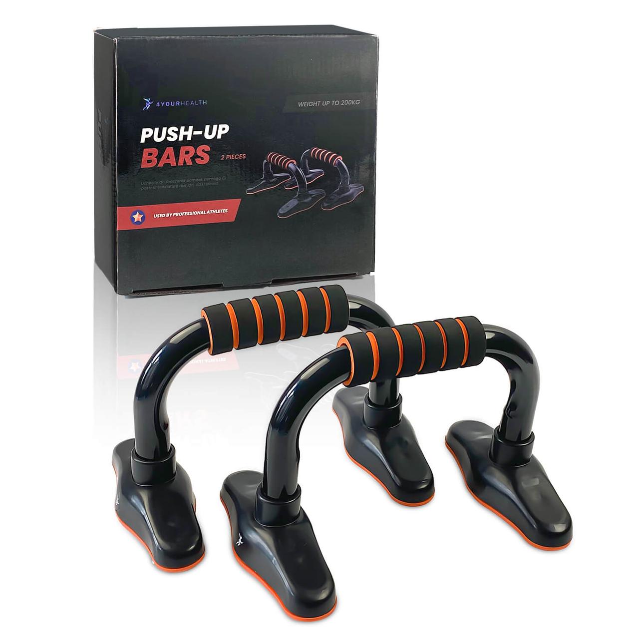 Опори для віджимання від підлоги 4yourhealth 1054 Push-Up Bars Premium Stell Black