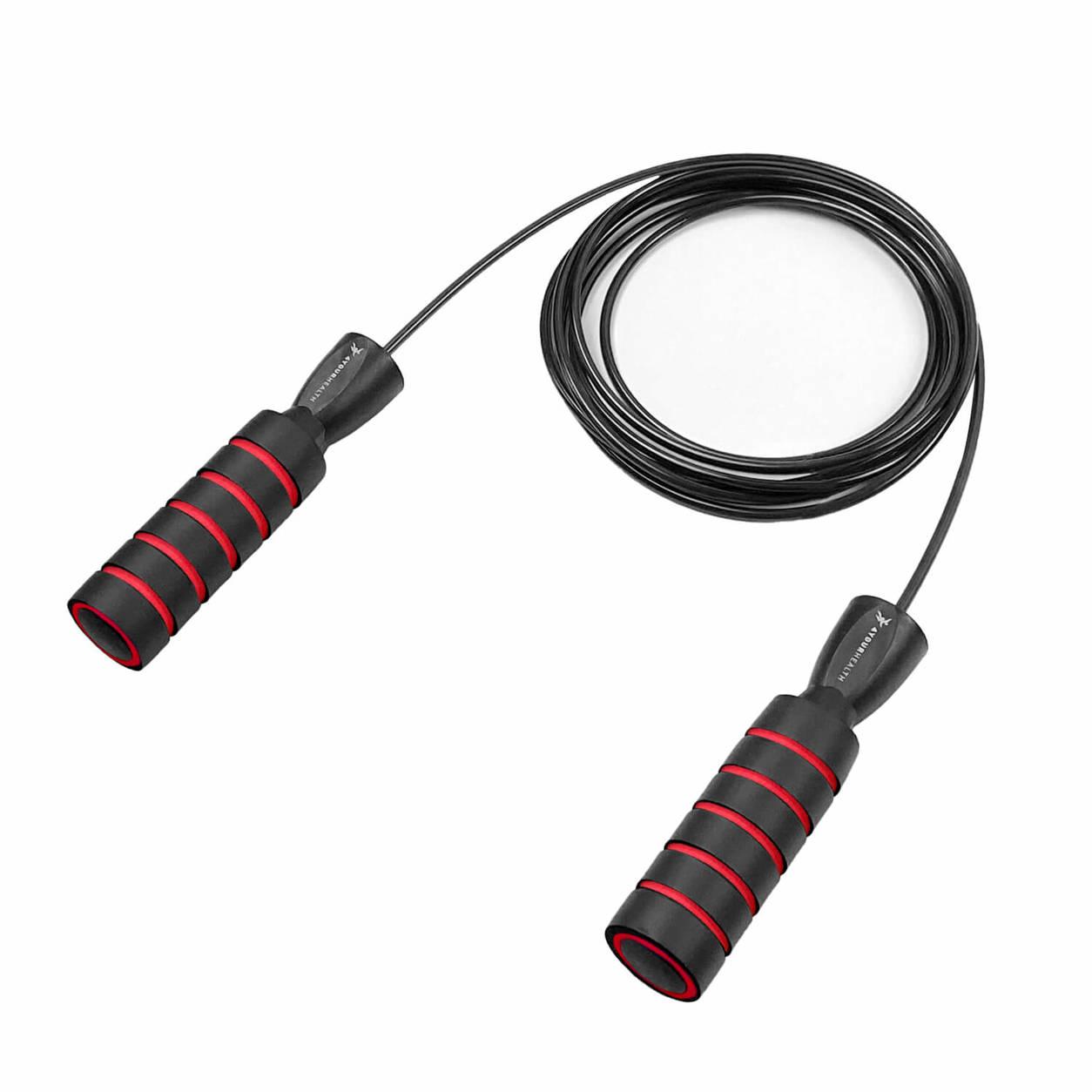 Скакалка швидкісна з протиковзкими ручками 4yourhealth 2.5m. Premium Jump Rope 2471 Чорно-червона