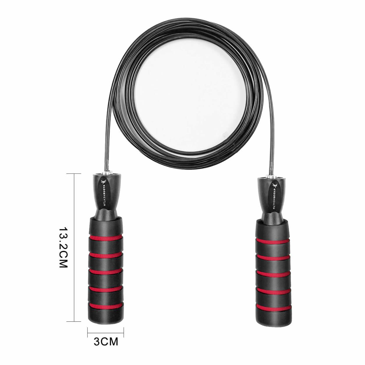Скакалка швидкісна з протиковзкими ручками 4yourhealth 2.5m. Premium Jump Rope 2471 Чорно-червона