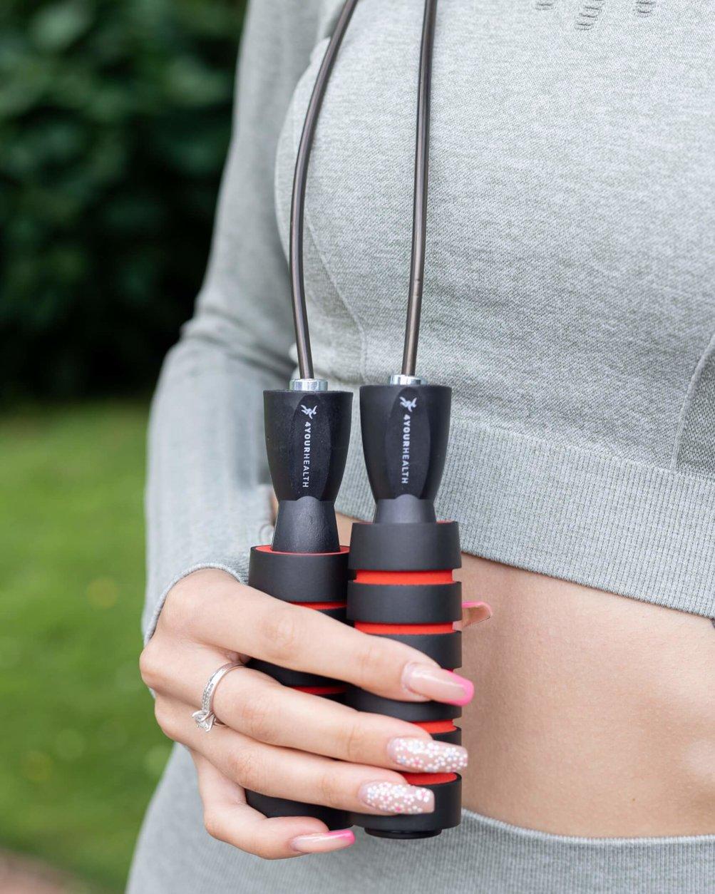 Скакалка швидкісна з протиковзкими ручками 4yourhealth 2.5m. Premium Jump Rope 2471 Чорно-червона