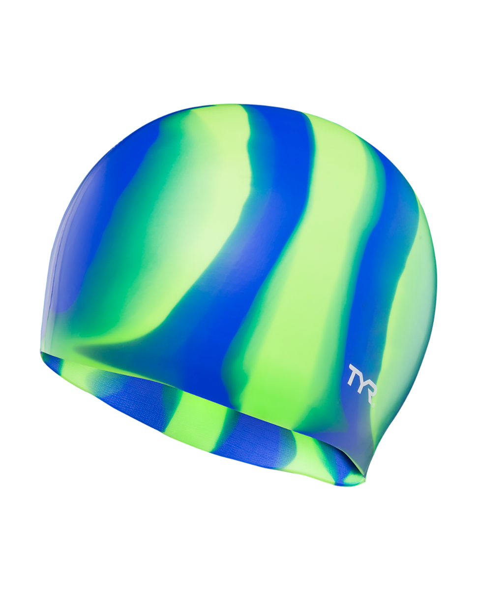 Шапочка для плавання TYR Multi Color Silicone Swim Cap, Green/Blue Multi, Onesize, Green/Blue Multi