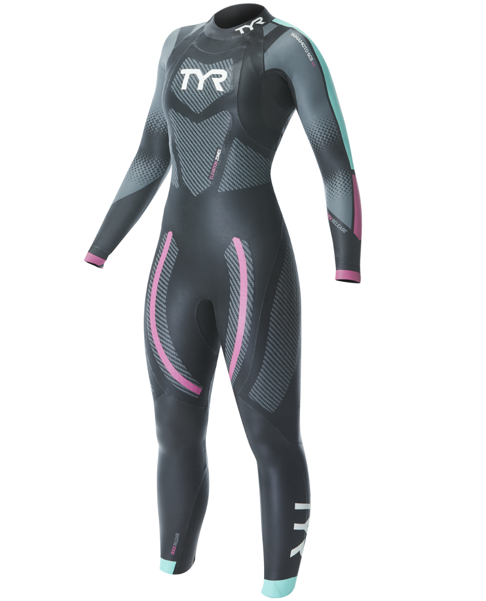 Гідрокостюм жіночий TYR Women’s Hurricane Wetsuit Cat 5, Чорний, XL, Black/Turquoise/Fuschia